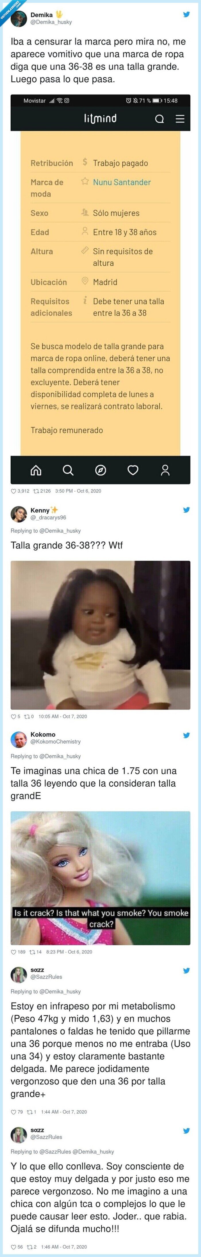 tallas,ropa,marca,modelo,oferta,trabajo,descripción