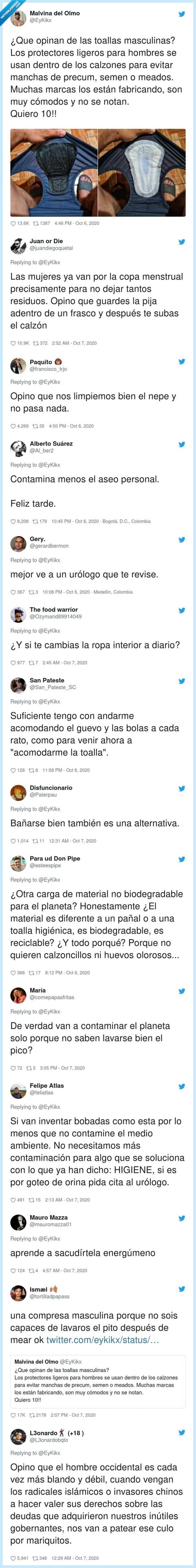 compresas,masculinas,tuitero,beneficios,respuestas