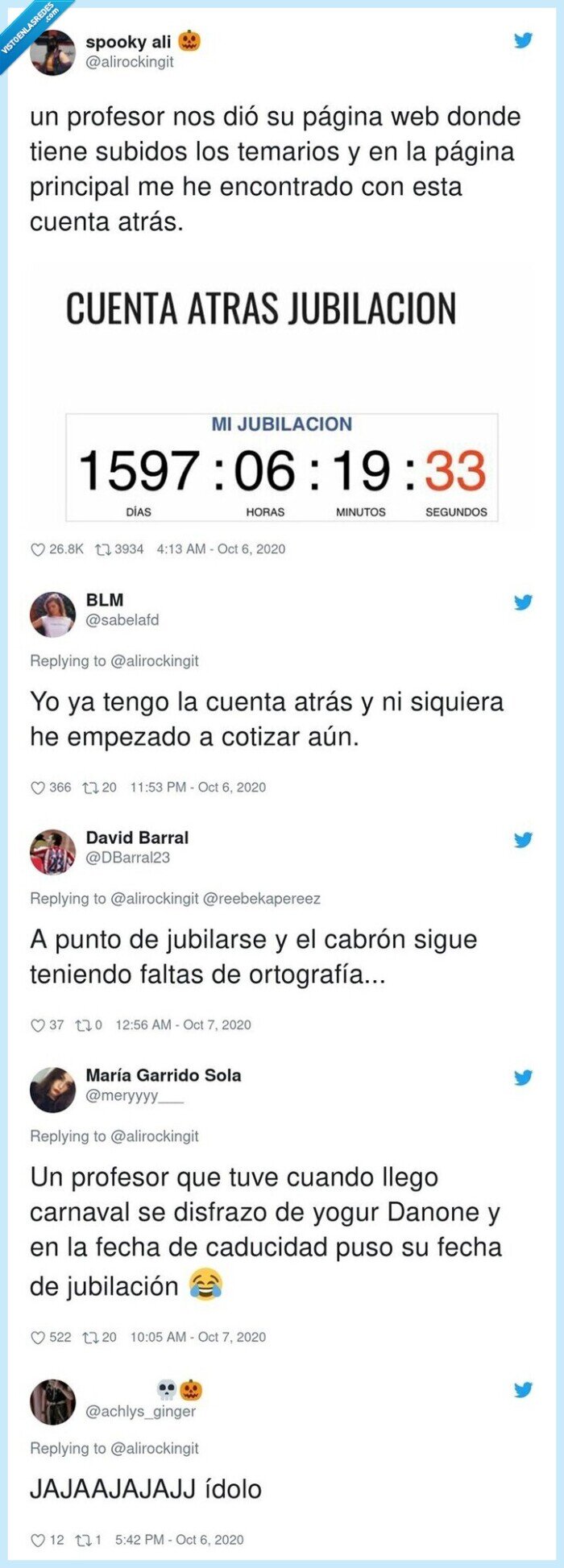 alumna,profesor,viral,web,cuenta,jubilación