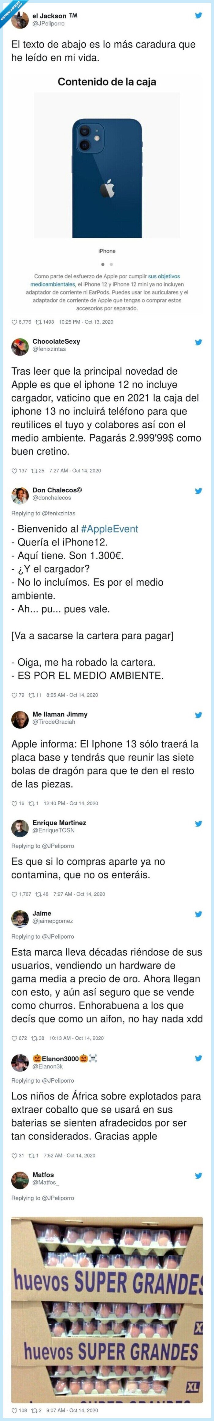 iphone,cascos,cargador,caja,medioambiente,excusa,usuarios