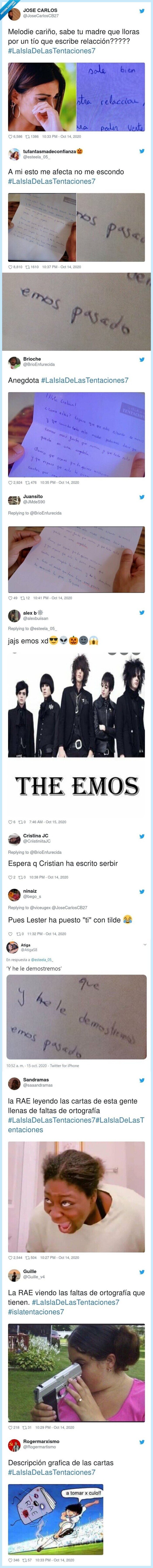 faltas,ortografía,isla,tentaciones,concursantes,carta