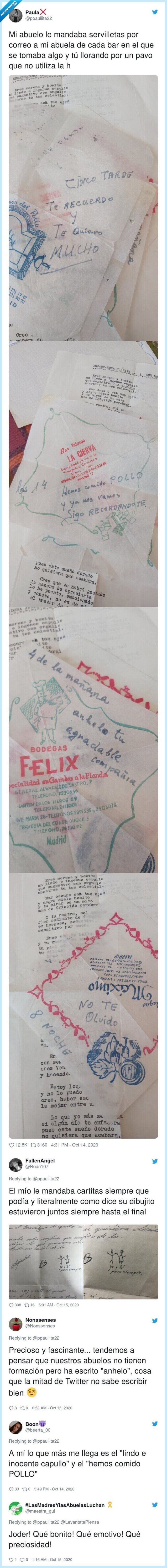 servilletas,correo,abuelo,abuela,bar