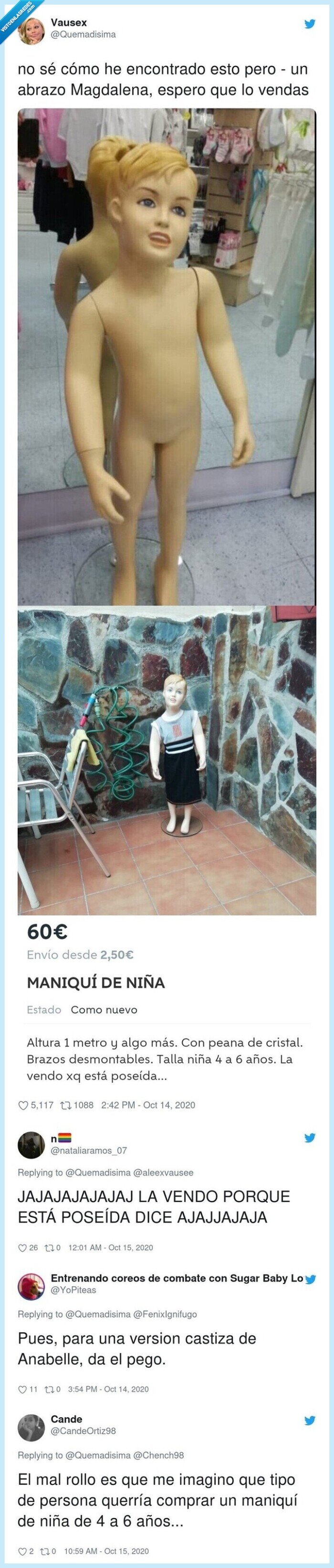 maniquí,wallapop,niña,poseída,descripción