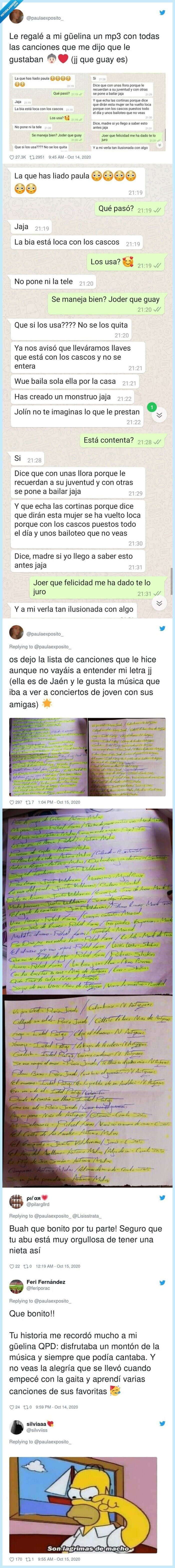 abuela,mp3,música,reacción