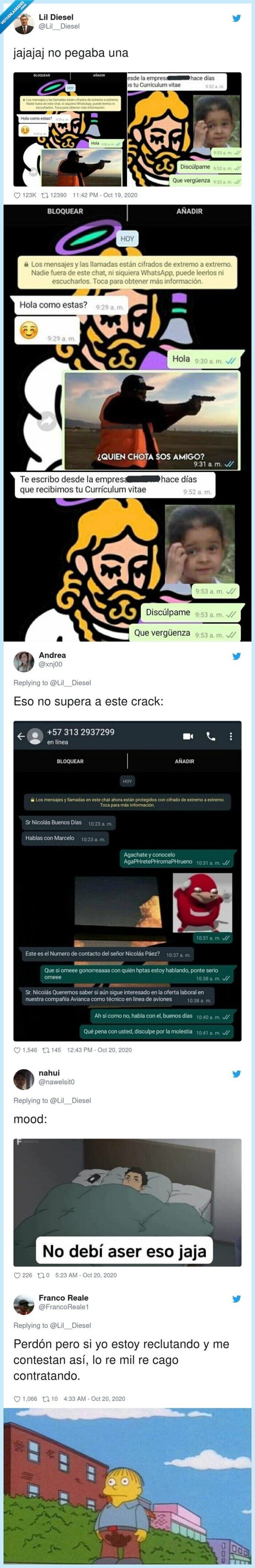 entrevista,trabajo,whatsapp,contestación