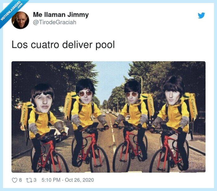deliver,pool,cuatro,beatles,glovo,repartidores