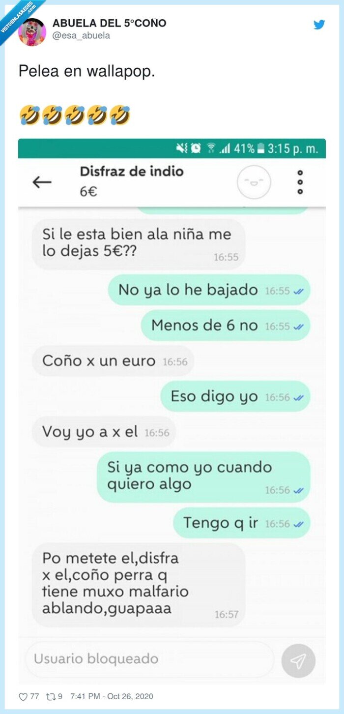 wallapop,pelea,disfraz,indio,regatear