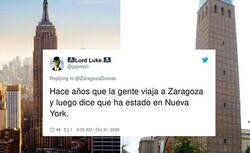 Enlace a Un cuenta de Twitter de Zaragoza compara la ciudad con Nueva York por esta foto y se está llevando una troleada de las que hacen historia, por @ZaragozaDirecto