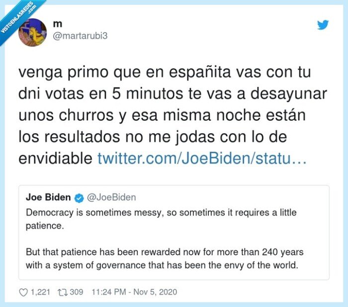 sistema,envidiable,votos,estados,unidos,biden,democracia
