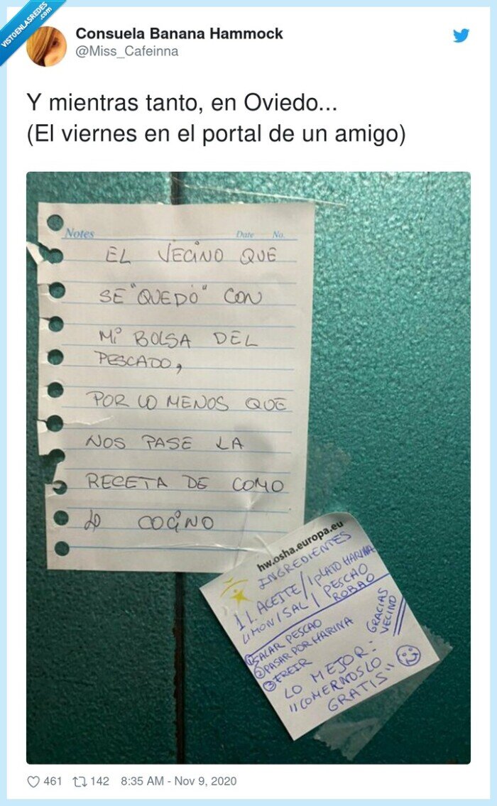 vecinos,robar,pescado,receta,arroz