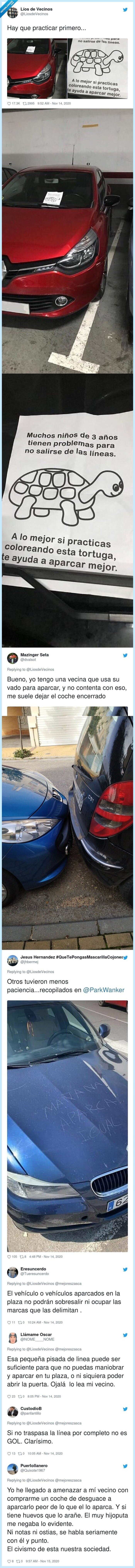 vecino,troleada,aparcamiento,tortuga,raya,twitter