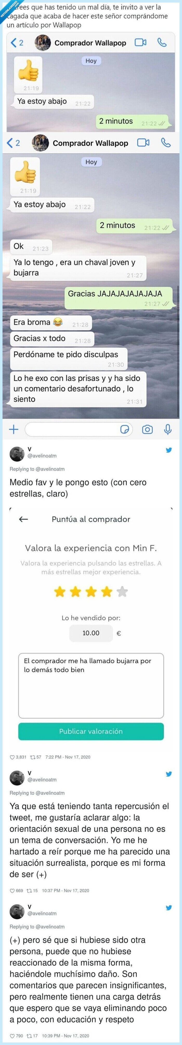 wallapop,mensaje,equivocación,comprador,vendedor,bujarra