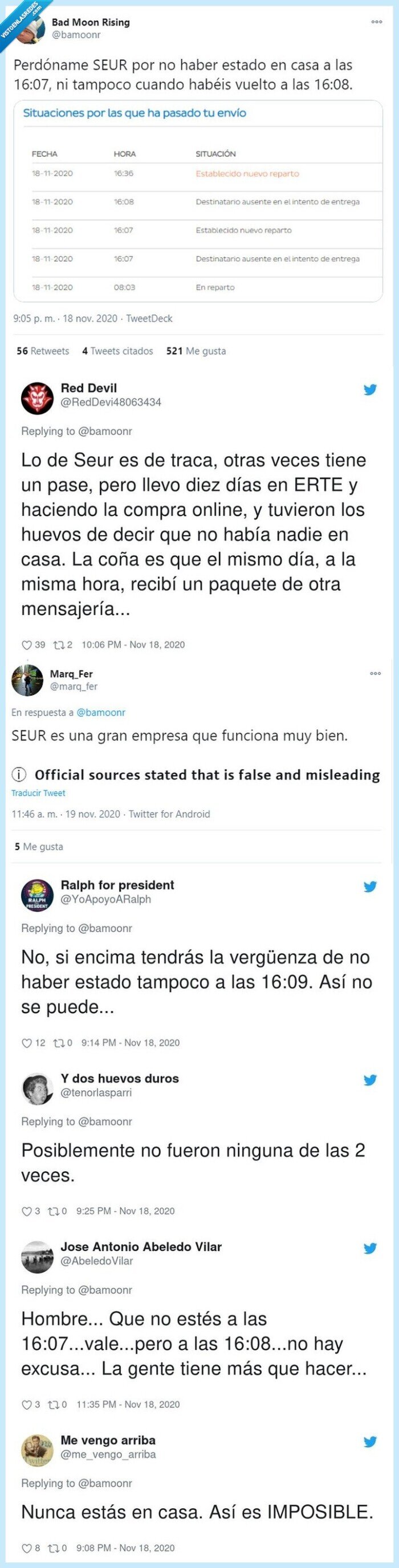 seur,envío,horas,perdido