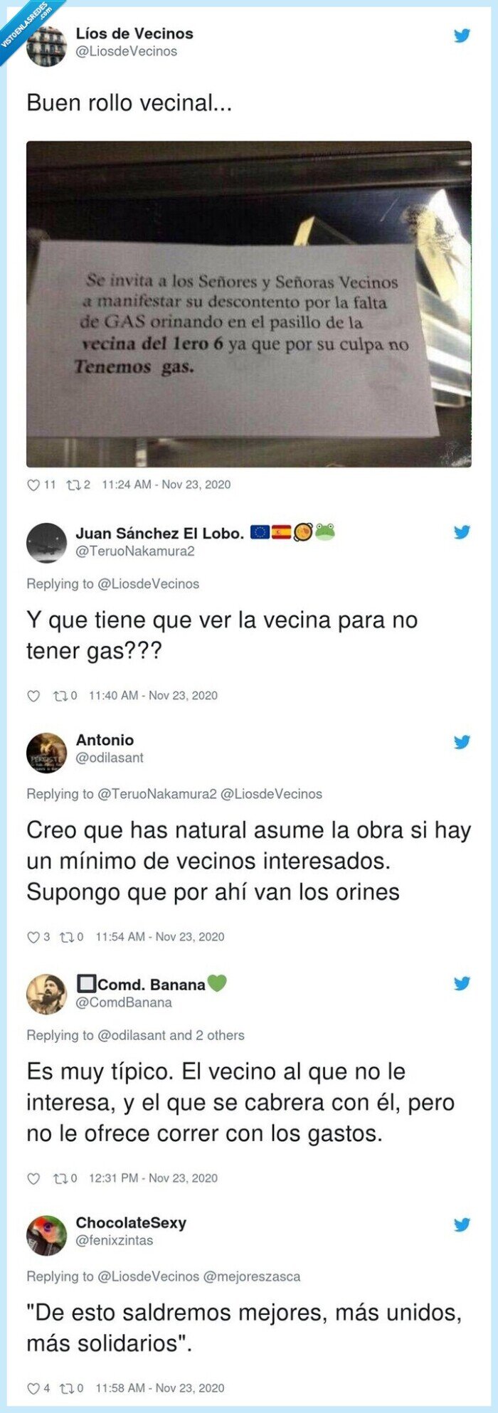 vecinos,amenaza,gas,orina,cartel