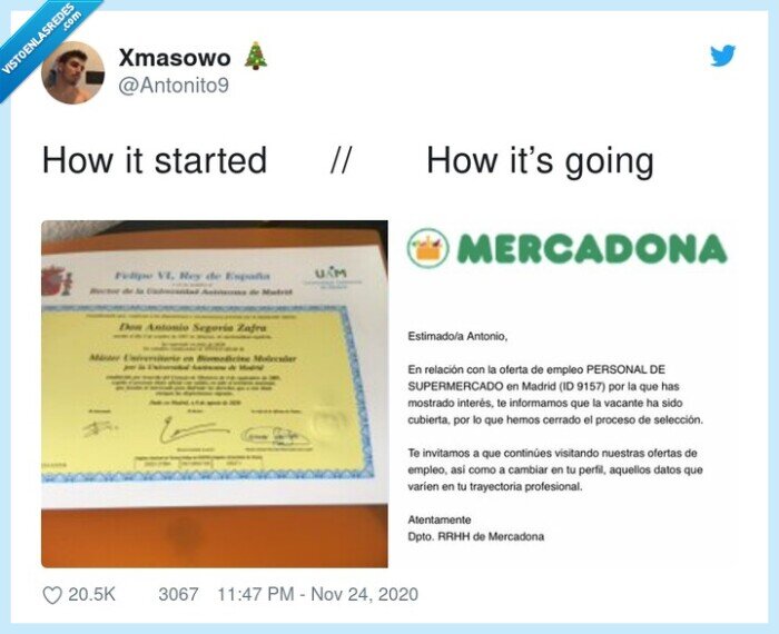 universitarios,trabajos,mercadona,rechazo
