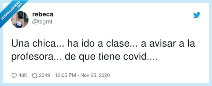 profesora,avisar,chica,clase,covid