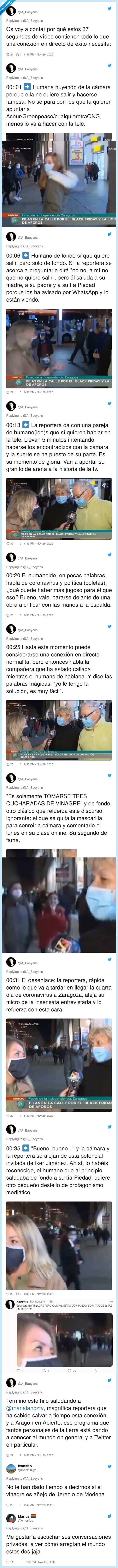 756819 - La cara de tierra trágame que se le queda a esta reportera tras escuchar el surrealista método que tiene una señora para combatir el coronavirus, por @A_Baeyens
