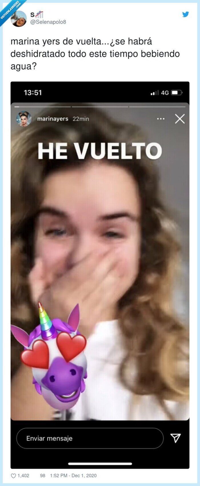 759907 - Marina Yers, la influencer que aseguraba que el agua deshidrata, reaparece tras medio año y demuestra que el karma existe, por @yeeepyeeep