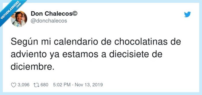 chocolatinas,calendario,diciembre,adviento