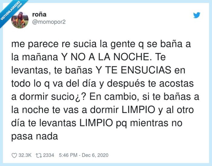 debate,ducha,mañana,noche,sucio,limpio