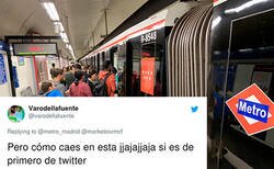 Enlace a El CM del Metro de Madrid peca de pardillo y se la meten doblada en Twitter, por @marketesrmcf