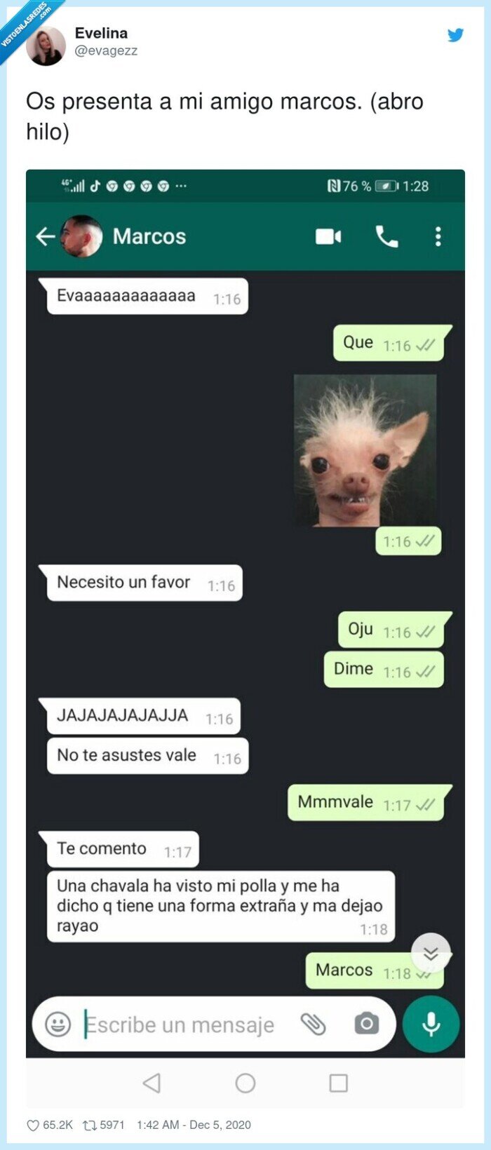763523 - Su mejor amigo le pide si le puede enviar una foto de su tula y la conversación se vuelve tan surrealista que se ha convertido en lo más viral del día, por @evagezz