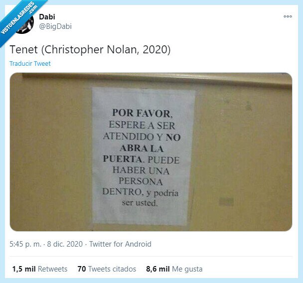 nolan,cartel,tenet,puerta,persona