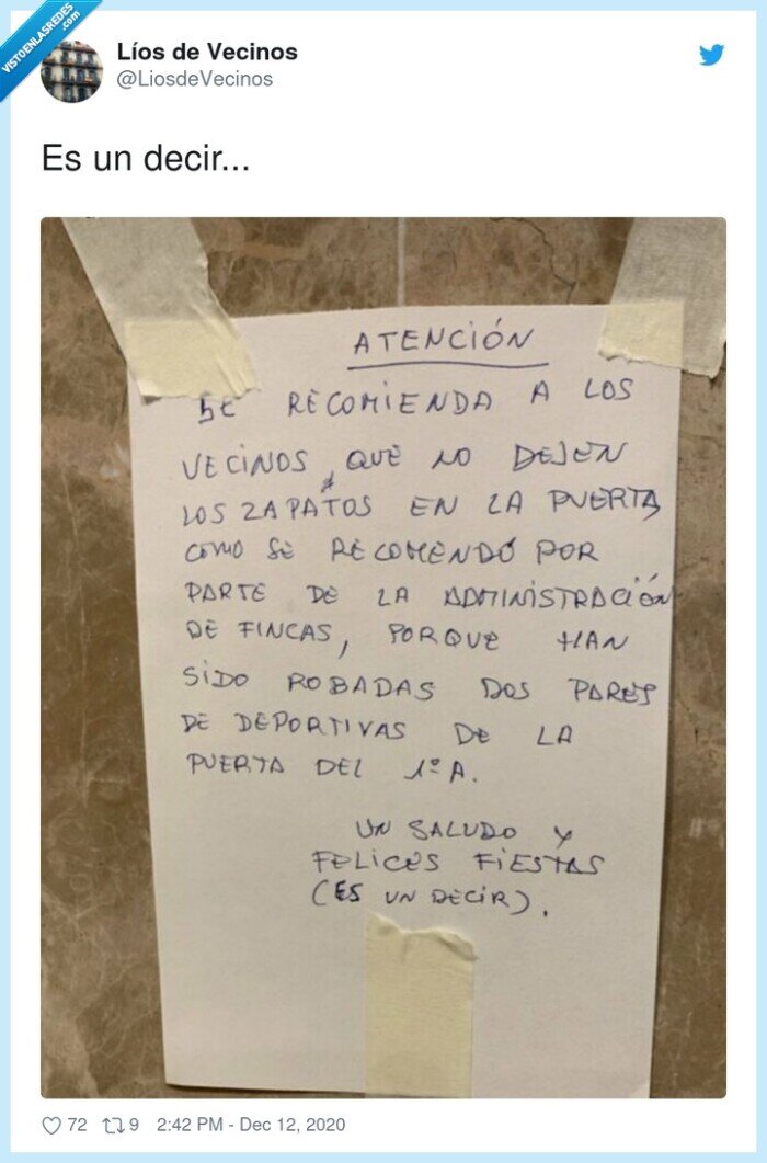 vecinos,navidad,zapatillas,robadas