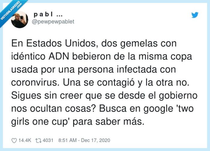 coronvirus,contagió,idéntico,infectada,bebieron,gemelas