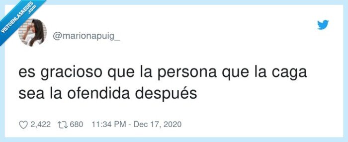 ofenderse,después,persona,cagarla