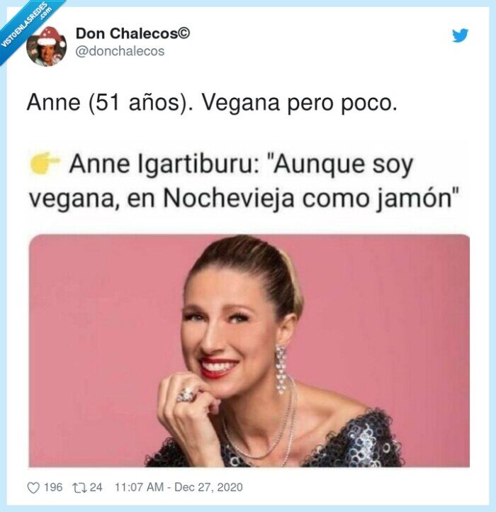 vegana,anne,fin de año,jamón