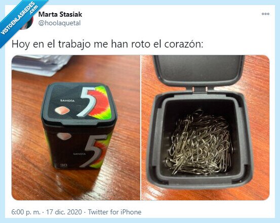 Twitter,oficina,trabajo,chicles,clips,corazon