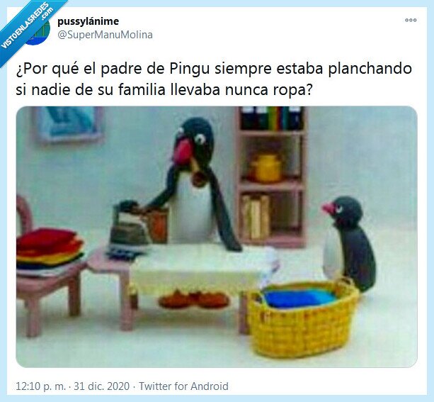 pingu,padre,planchar,ropa
