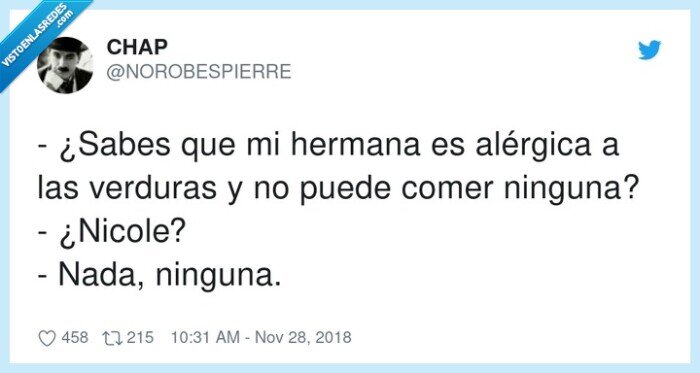 al&eacute;rgica,verduras,hermana,ninguna,nicole