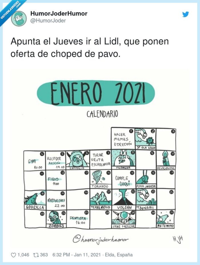 calendario,enero,2021,desgracias