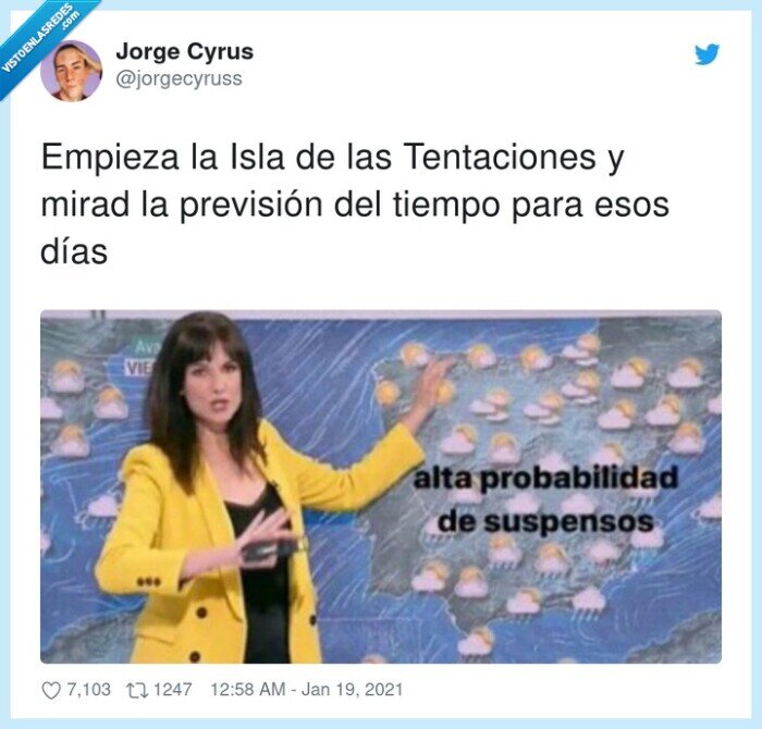 isla de las tentaciones,previsión,tiempo,exámenes,suspensos
