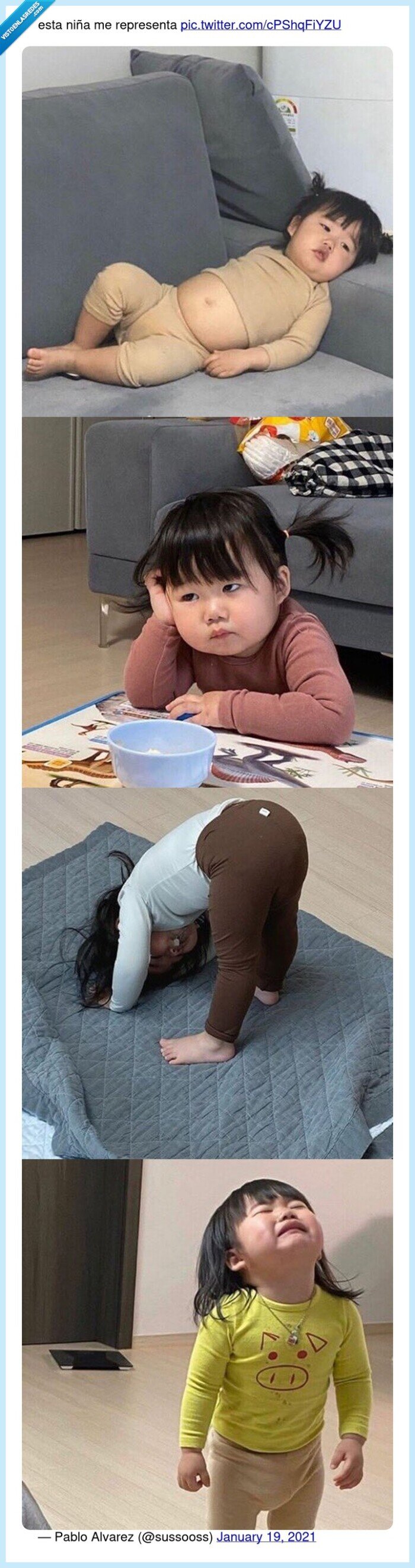 representar,niña,cansada,vaga,asiática