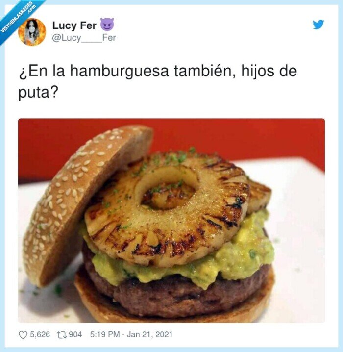 hamburguesa,piña,comida
