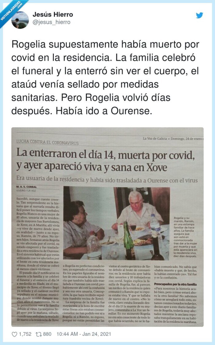 residencia,sanitarias,después,celebrar,enterrar,coronavirus,rogelia