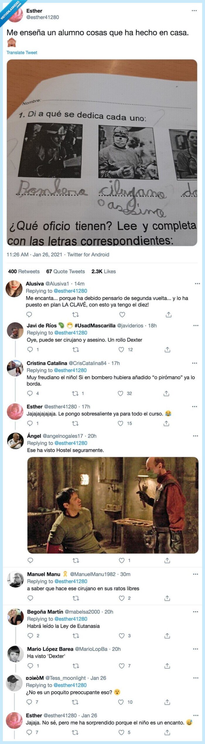 alumno,medico,cirujano,asesino,profesión