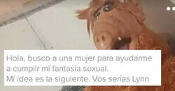 Enlace a Los fetiches sexuales de este tío en Tinder con Alf de por medio dan mucho miedo, por @ordurebizarree