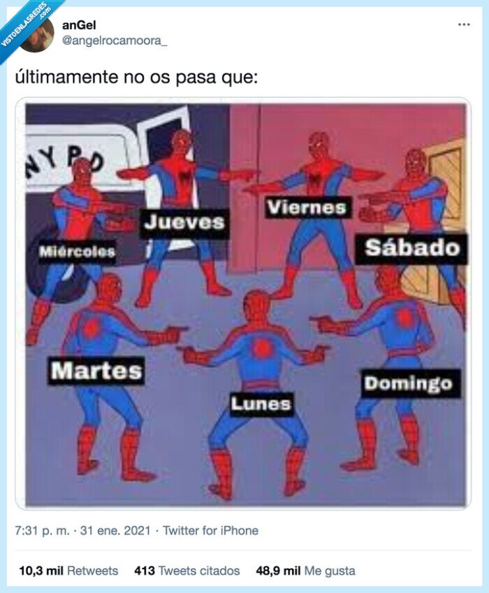 spiderman,días,semana,iguales