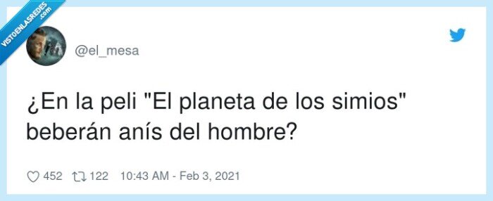 beber,planeta de los simios,hombre,anís,película,anís del mono