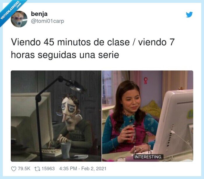 horas seguidas,minutos,clase,serie,coñazo