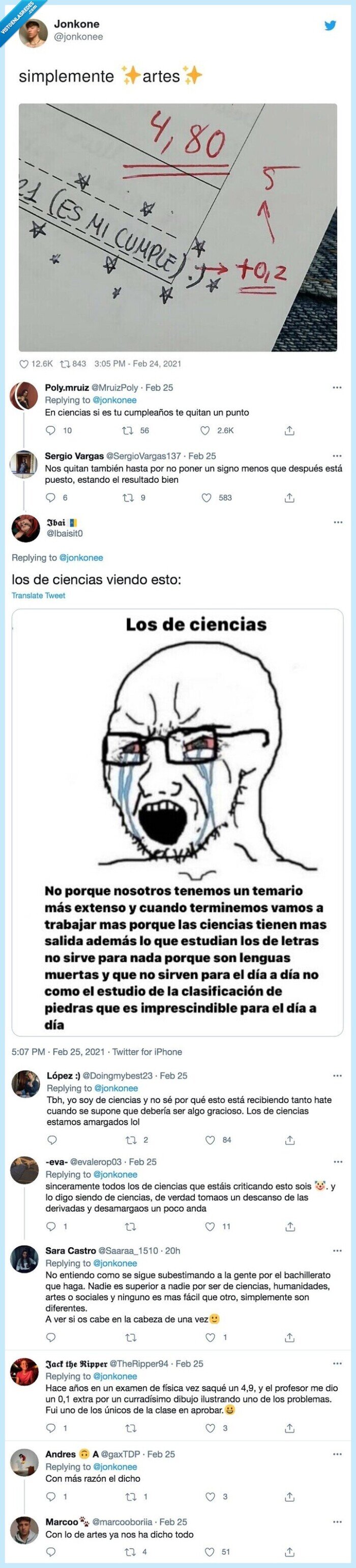 hate,nota,examen,artes,ciencias