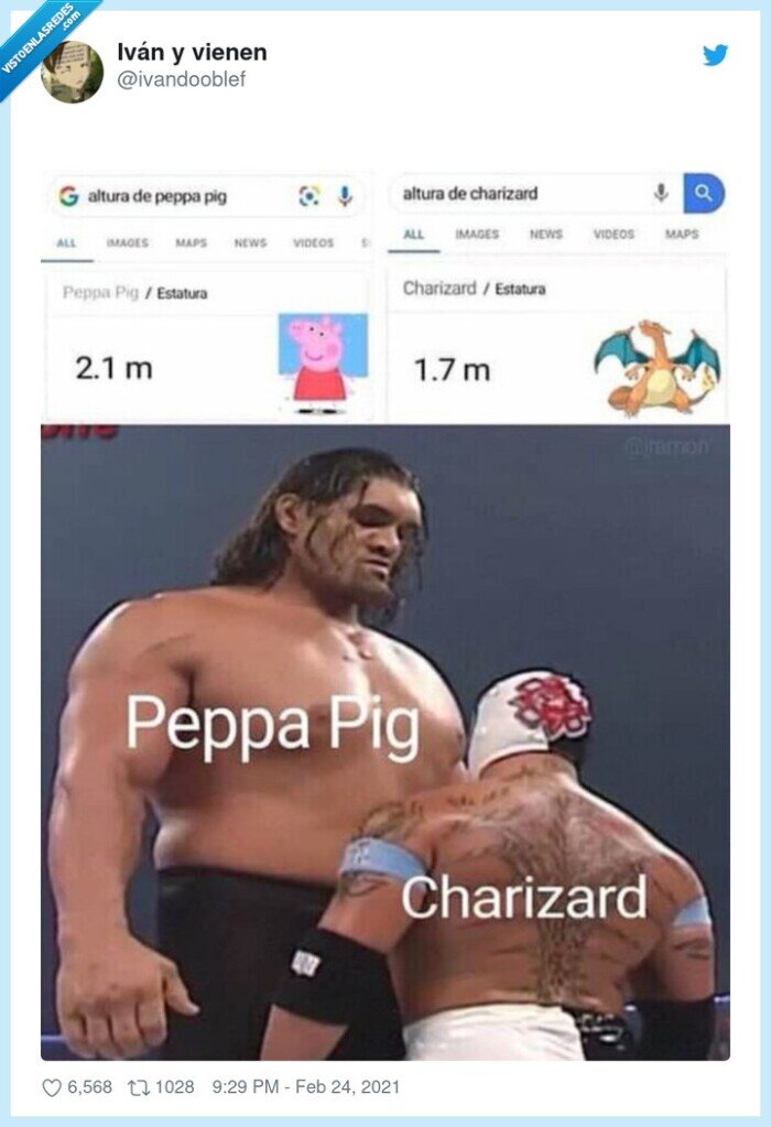 charizard,altura,peppa pig