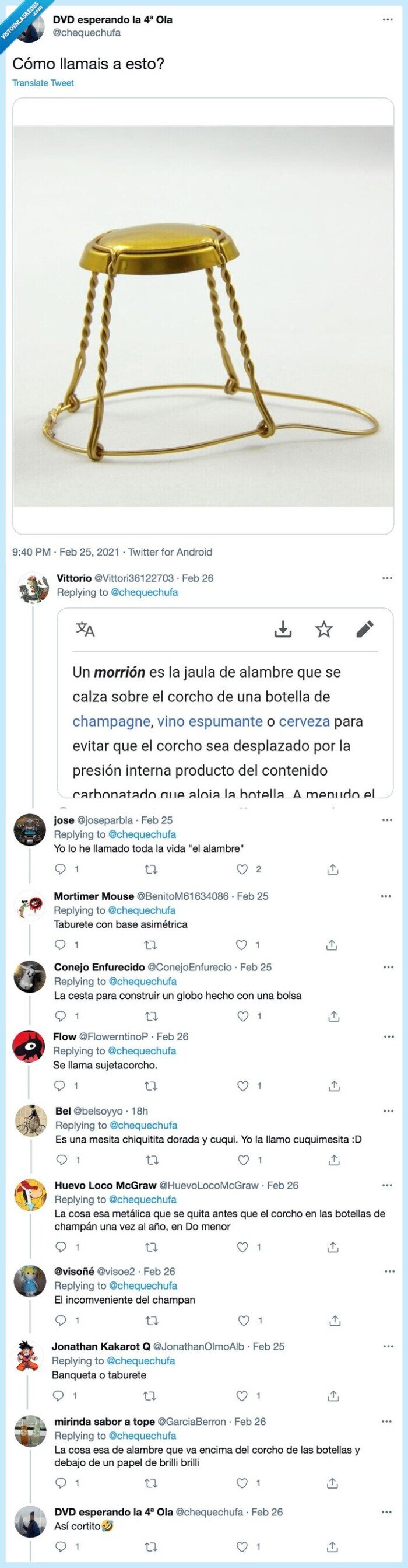 morrión,alambre,botella,champan,cava