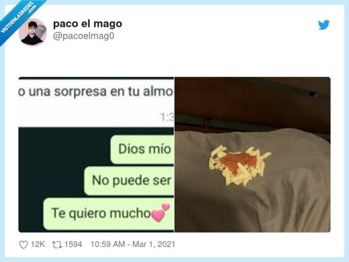 salsa,macarrones,cama