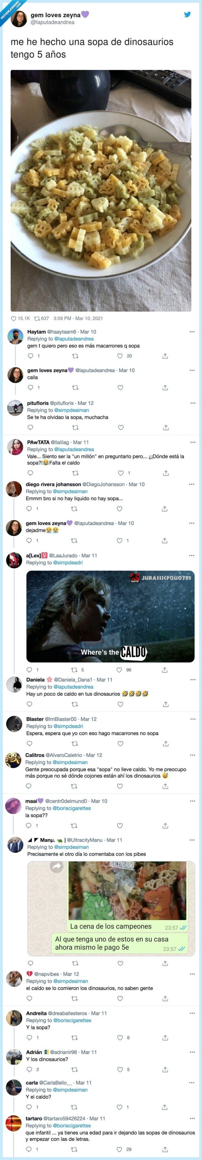 dinosaurios,sopa