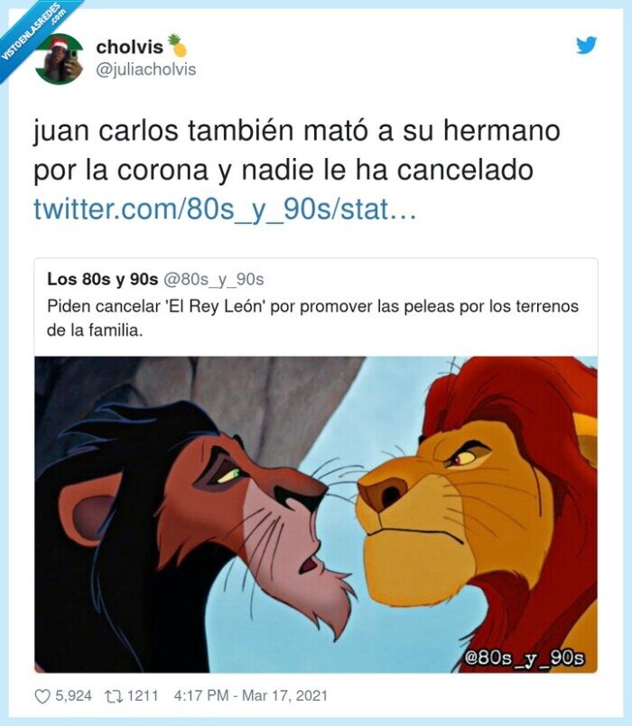 cancelar,hermano,juan carlos,corona,matar,el rey leon